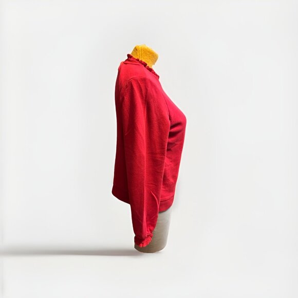 Who What Wear Red‎ Ruffle Mockneck Sweater, Size L, Office Business Casual - Picture 3 of 5